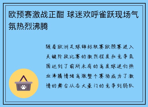 欧预赛激战正酣 球迷欢呼雀跃现场气氛热烈沸腾